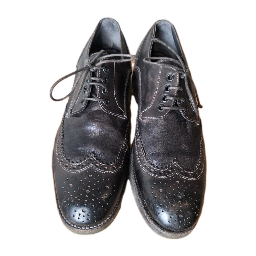 John Varvatos Men's Distressed Brown Leather Lace Up Oxford Brogue Sz 9.5 Italy